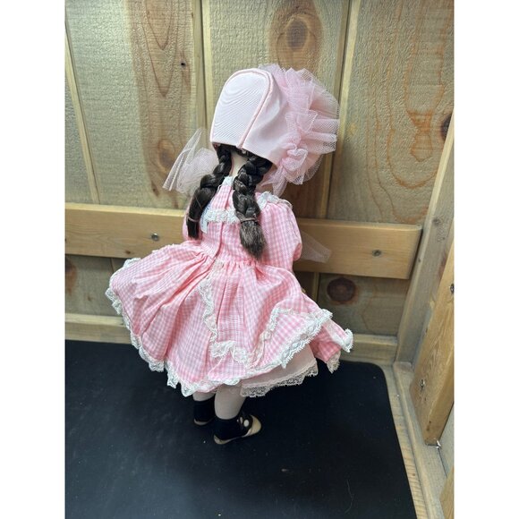 Madame Alexander 1965 Rebecca Doll 14" In Pink Gingham Dress & Bonnet With Black - Picture 3 of 7